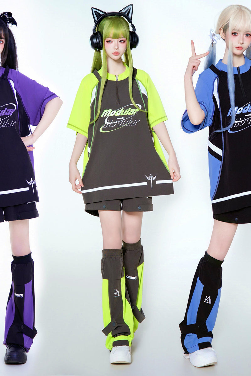 Pre-order Item: Y2k Subculture Cyber T-shirt + Shorts + Leg Covers