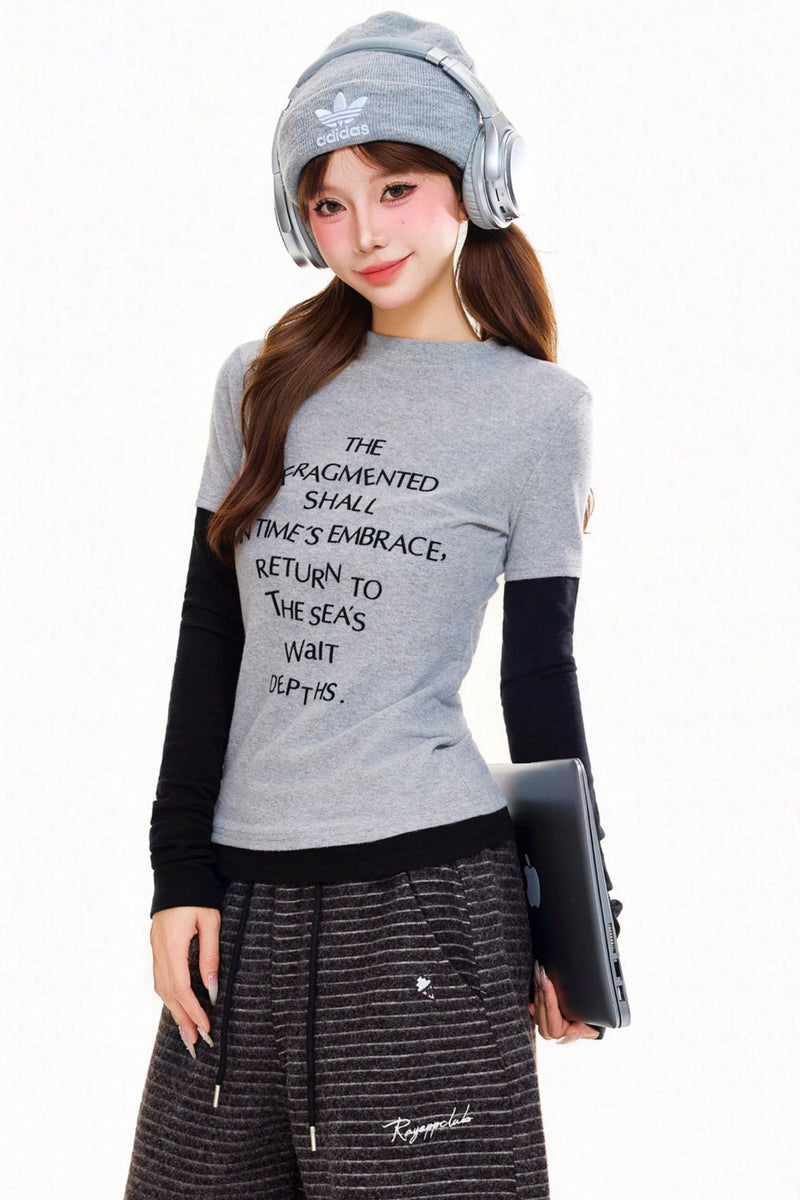 Retro Letter Slim Fit Top