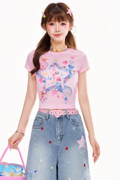 Graffiti Print Slim Top