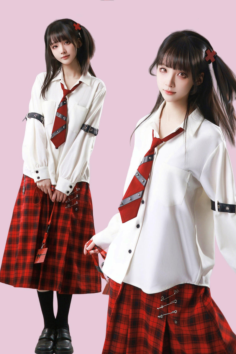 Leather Trim Shirt + Tie