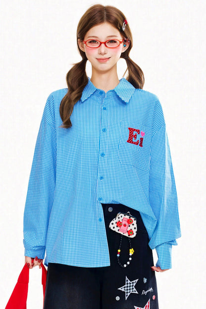 Patchwork Plaid Spring Blouse