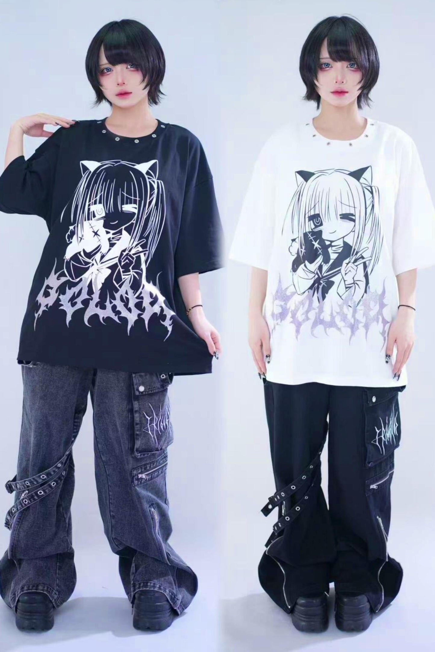 Cat Glitter Print T-shirt