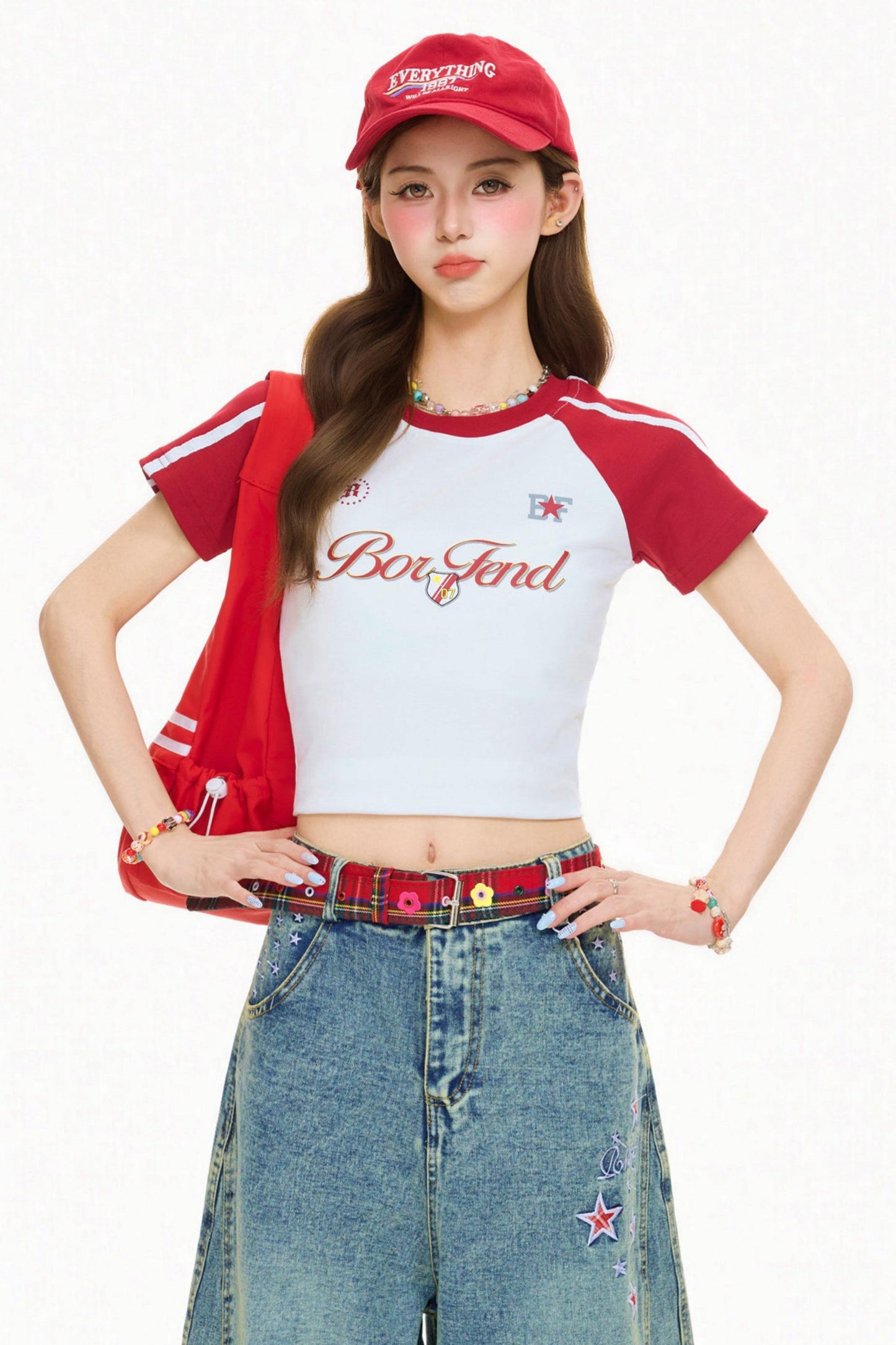 Color Blocking Letter Print Top