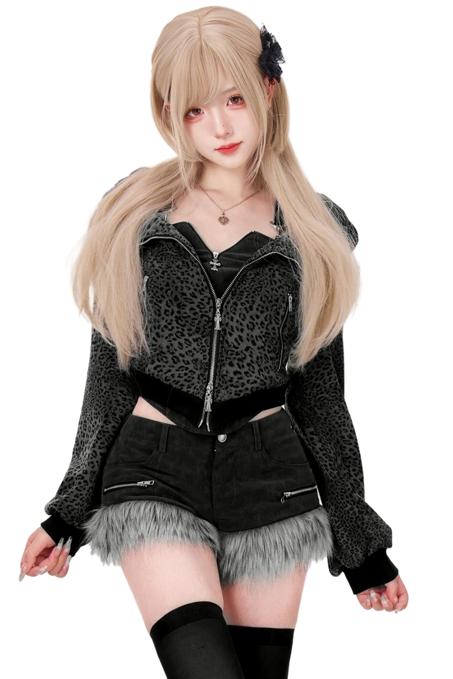 Cat Leopard Jacket + Tops + Pants