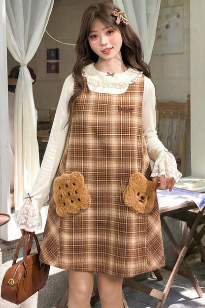 Sweet Caramel Plaid Dress