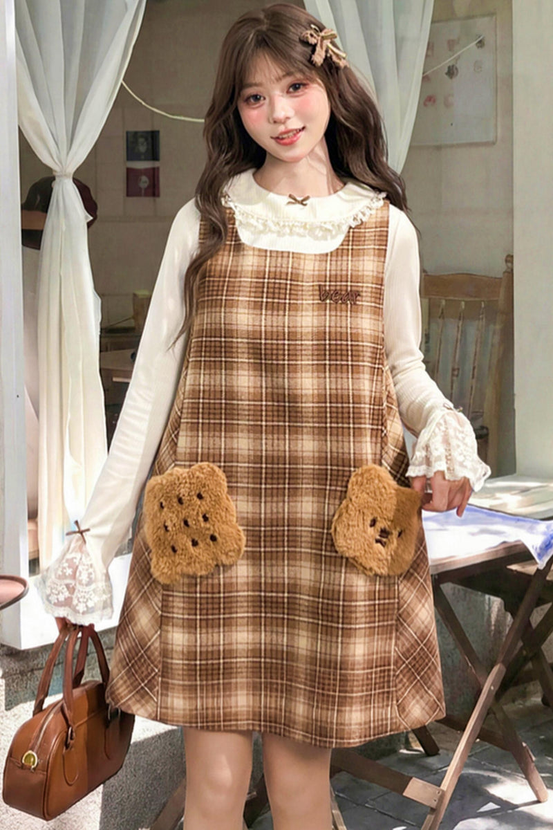 Sweet Caramel Plaid Dress