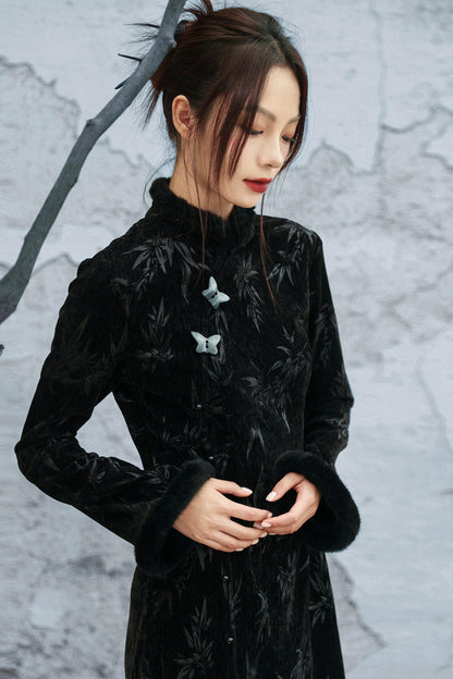 Bamboo Leaf Cheongsam Dress