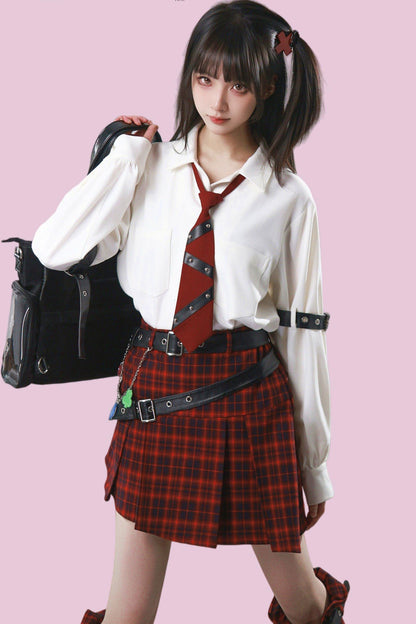 Leather Trim Shirt + Tie