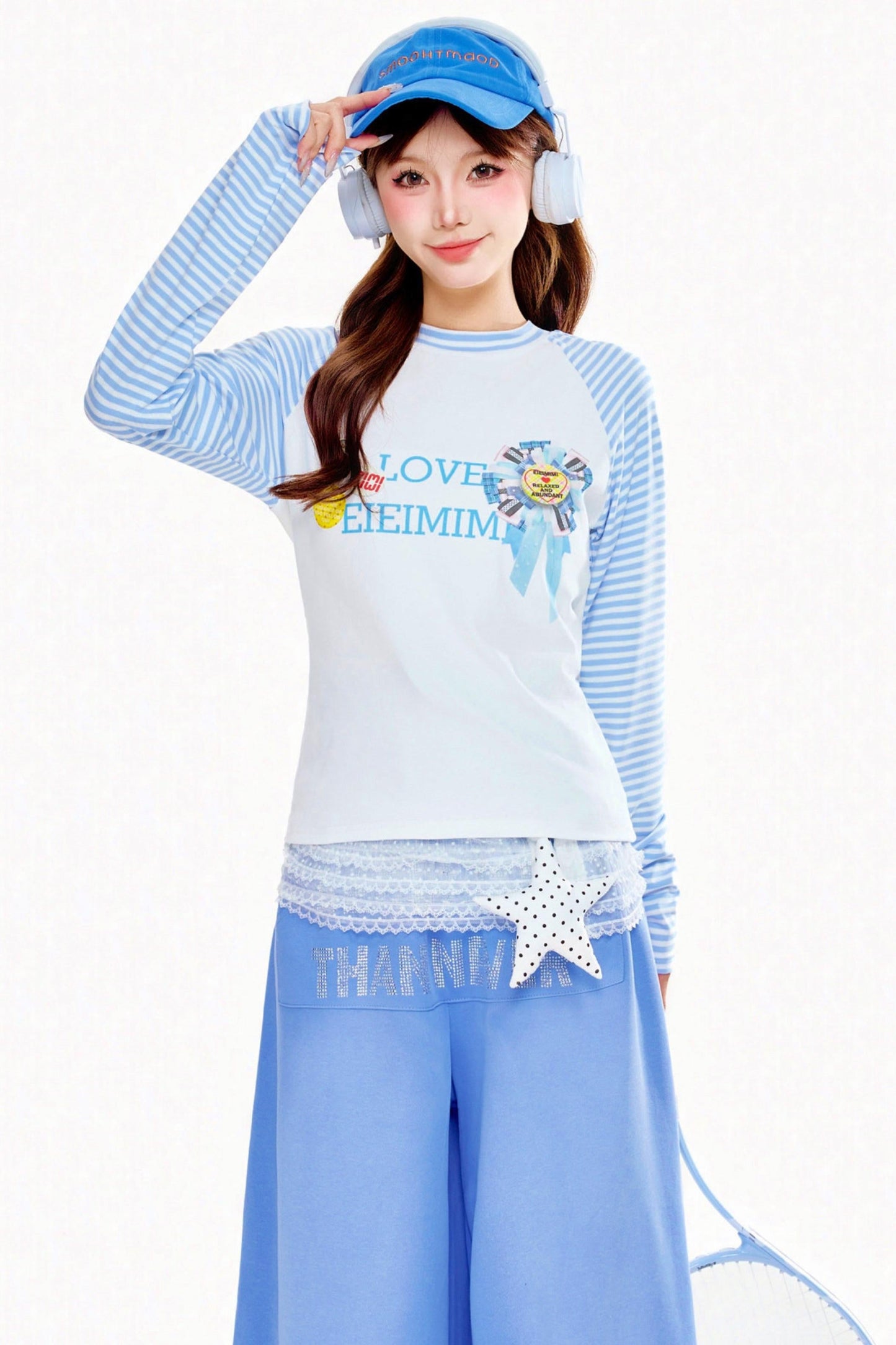Striped Design Star Y2k Top