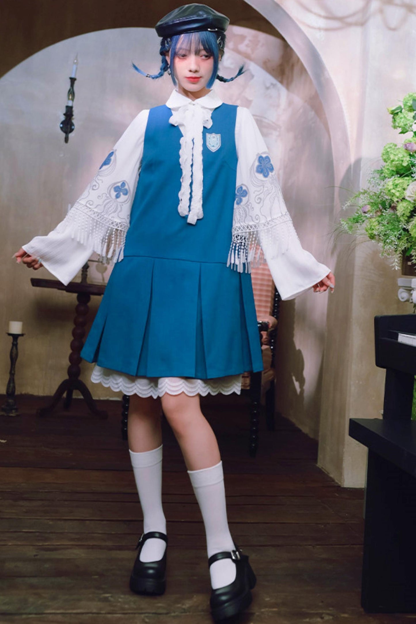 Blue Tears Lace Vest Dress