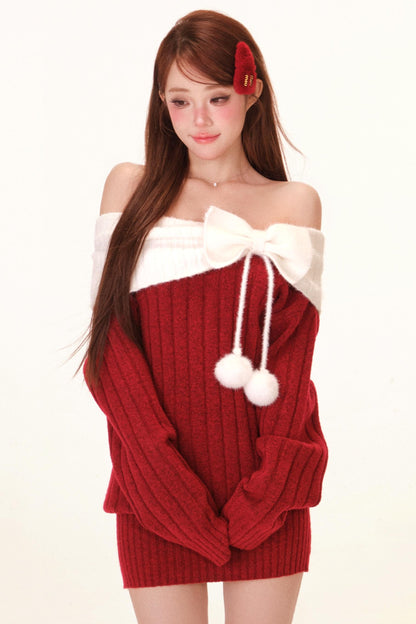 Snowball Velvet Off-shoulder Dress