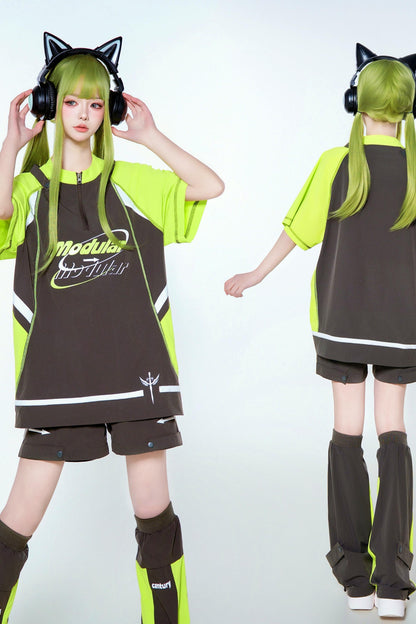 Pre-order Item: Y2k Subculture Cyber T-shirt + Shorts + Leg Covers
