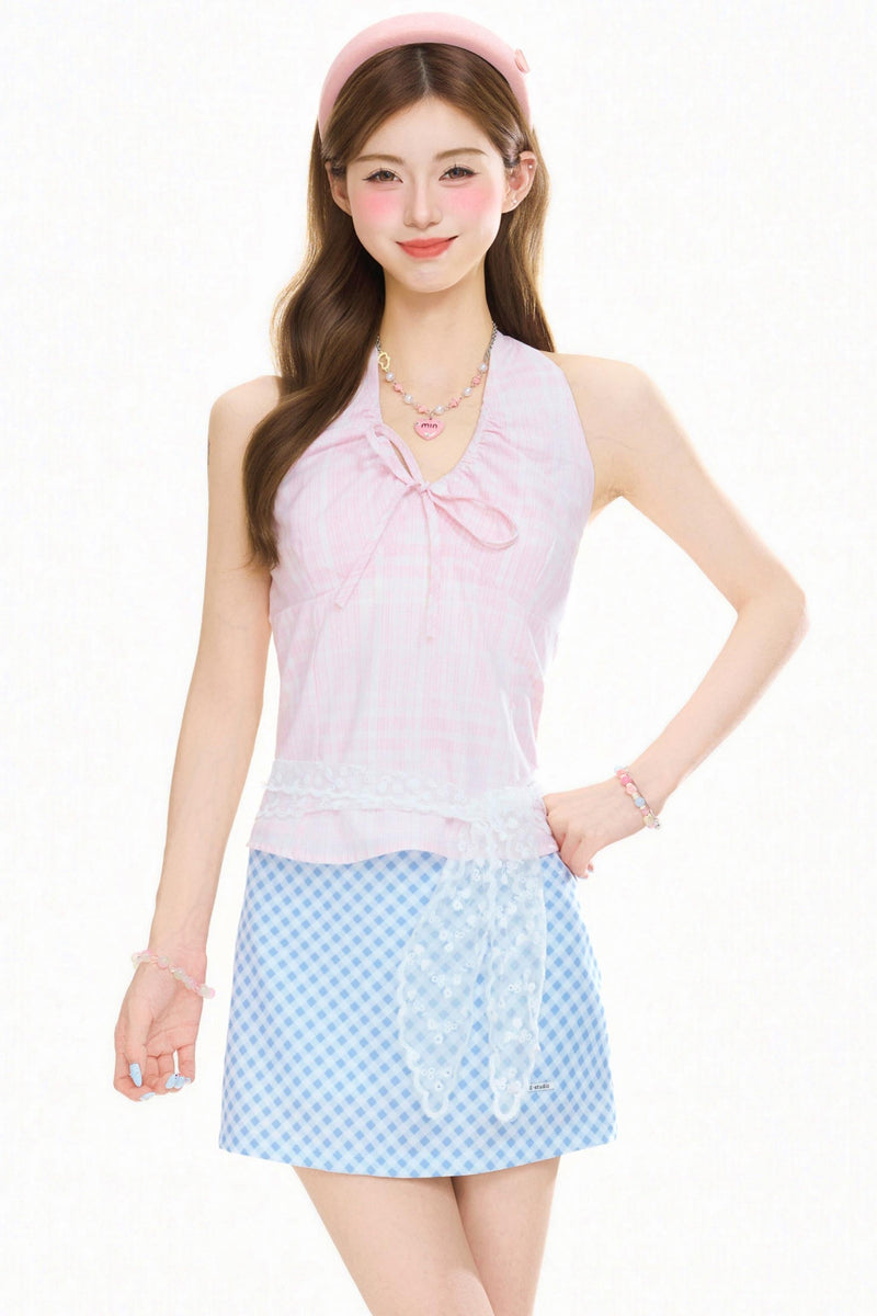 Ribbon Knot Halter Neck Top