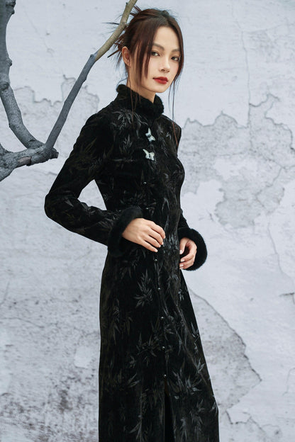 Bamboo Leaf Cheongsam Dress