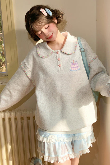 Doll Collar Loose Sweatshirt