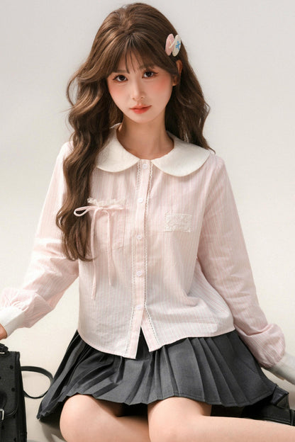 Doll Collar Cotton Blouse