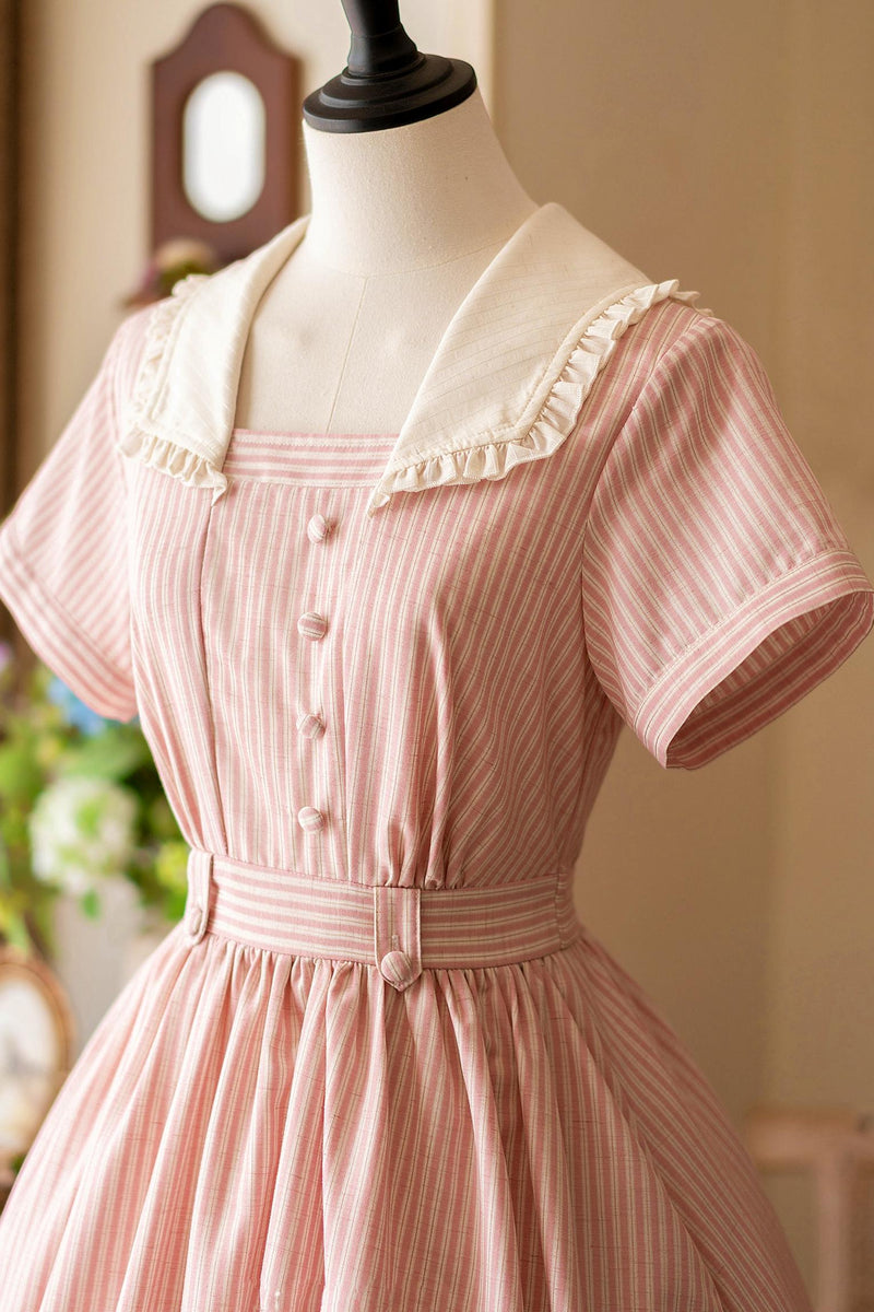 French Retro Linen Dress
