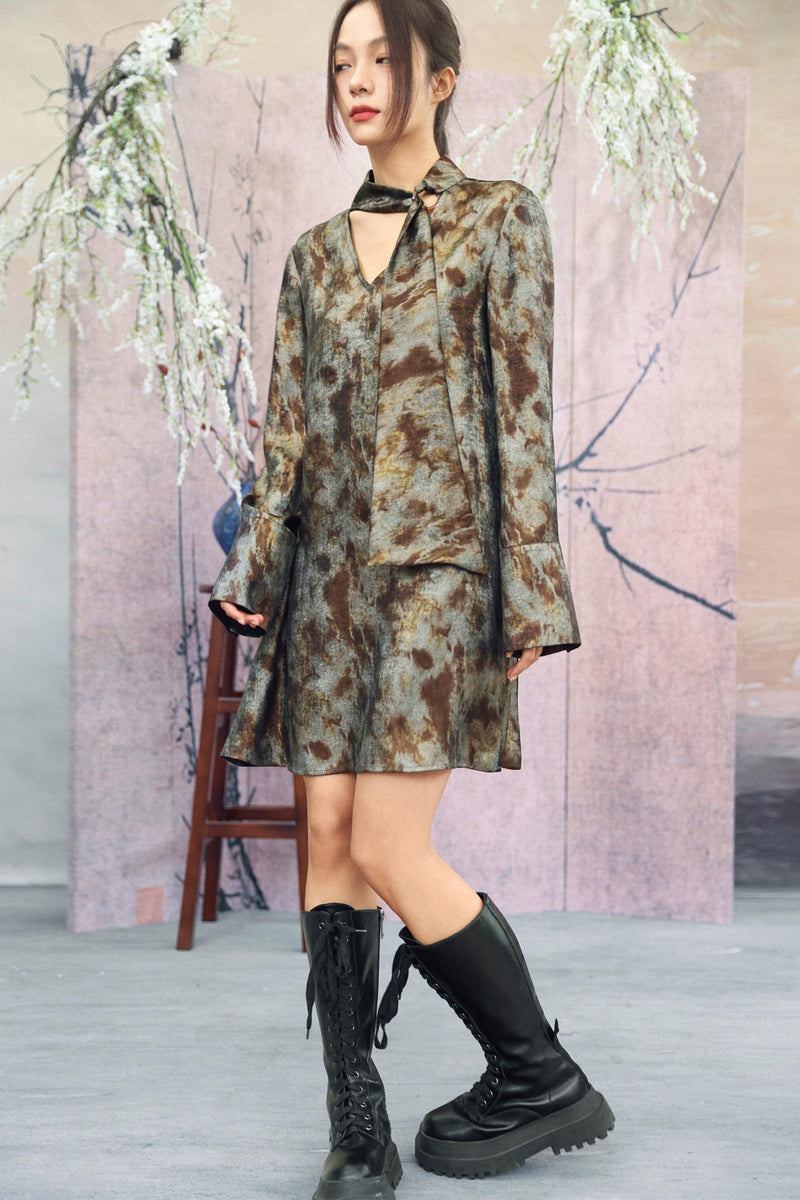 Silver Gray Metallic Satin Blouse