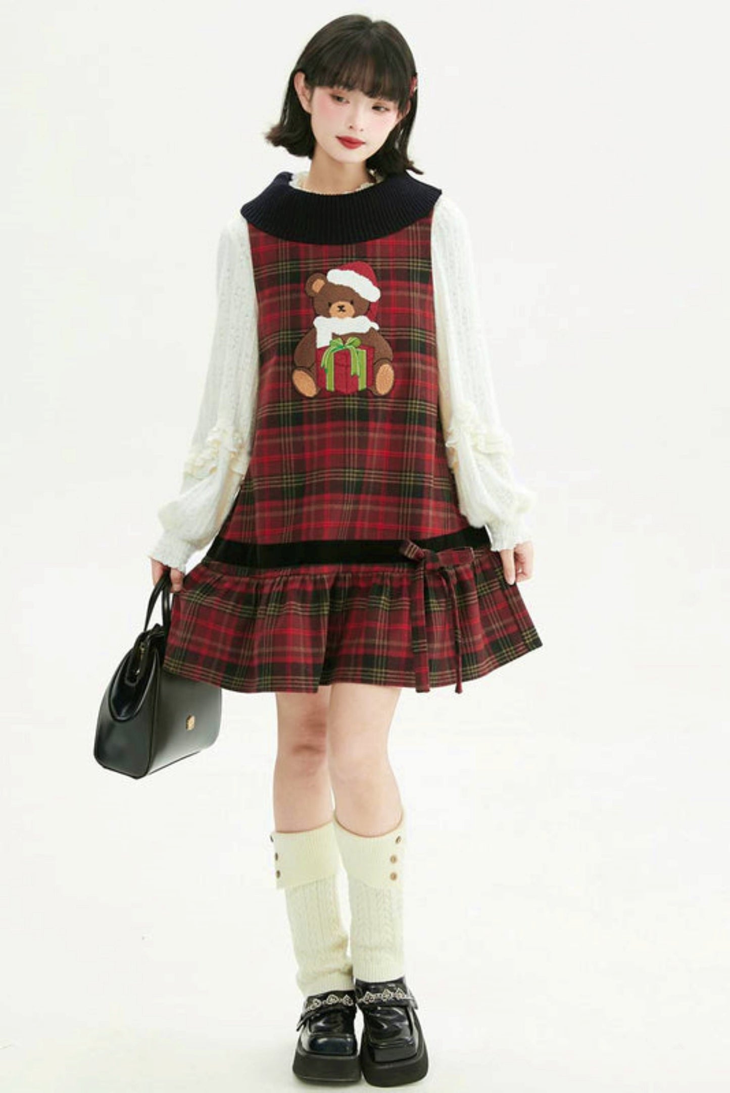 Holiday Bear Red Plaid Dress