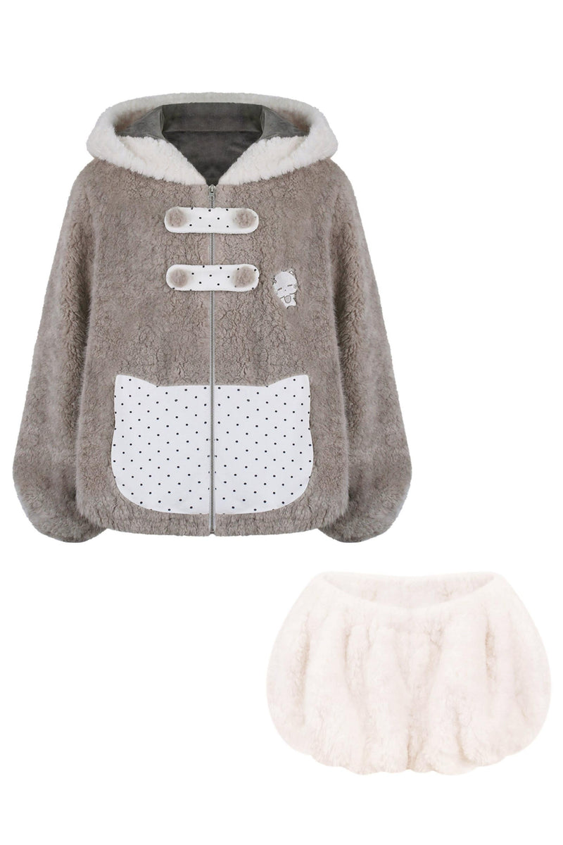 Fur Cat Dot Jacket + Pants