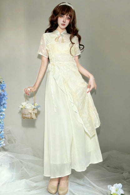 White Chinese-style Dress