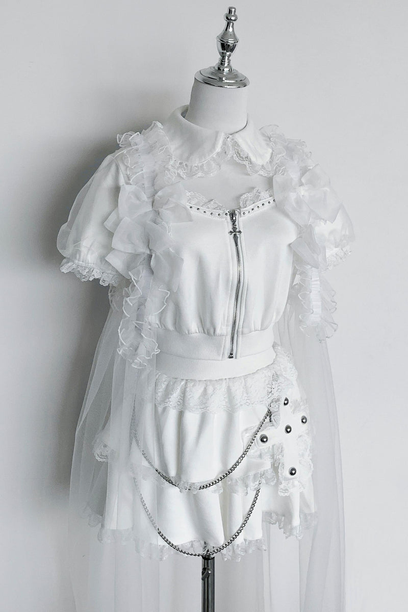 Gothic Dark Kawaii Cross Setup + Lace Vest