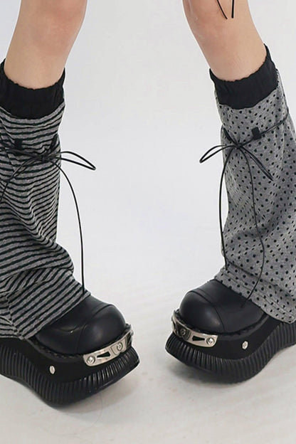 Y2k Mixed Pattern Tiered Skirt + Leg Sleeves
