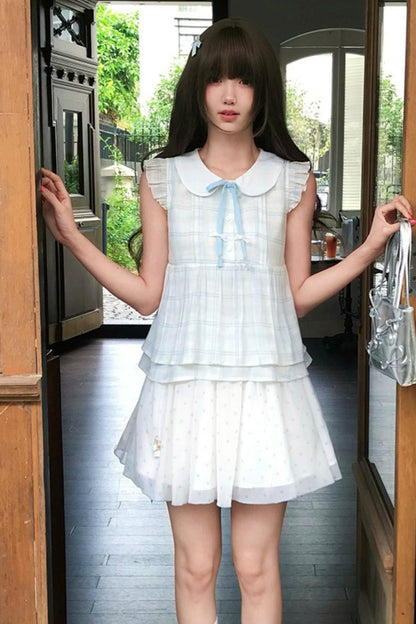 Angelic Doll Collar Top + Dot Skirt