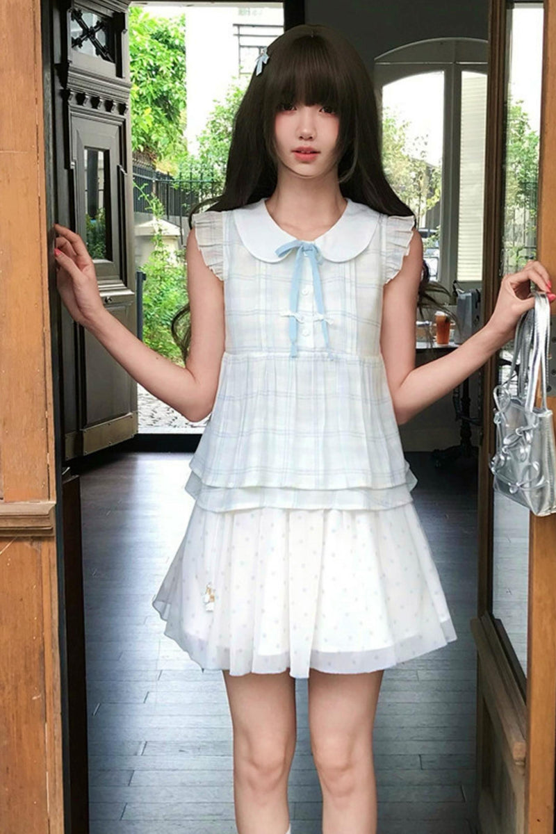 Angelic Doll Collar Top + Dot Skirt