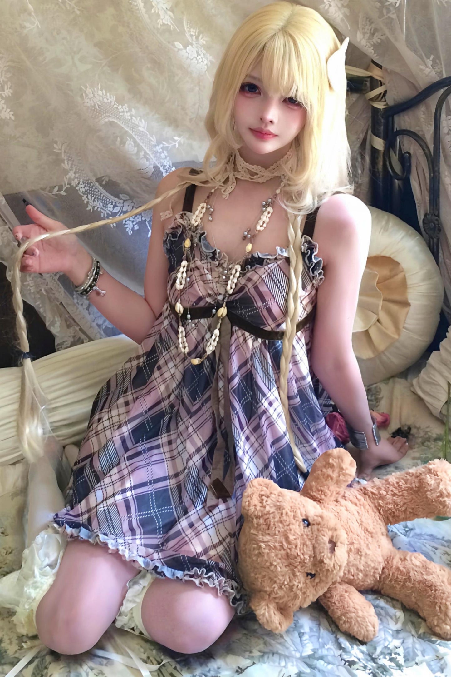 Retro Plaid Camisole Dress