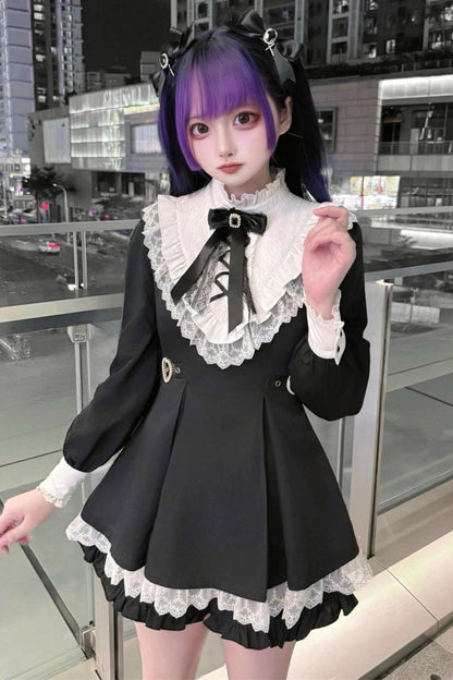 Gothic Dark Kawaii Lace Dress + Accessories (with Shorts)