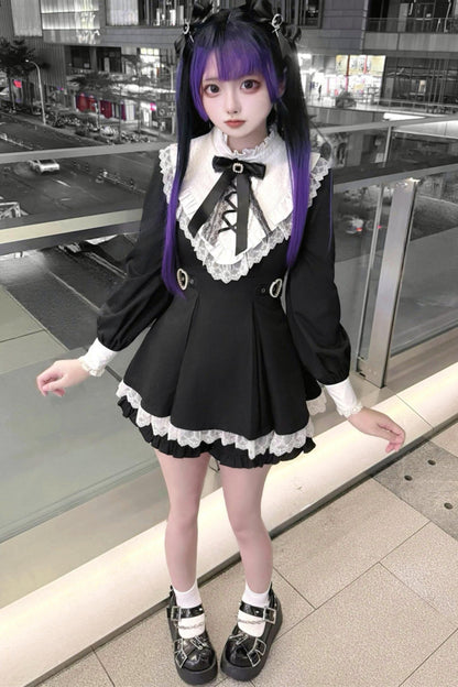 Gothic Dark Kawaii Lace Dress + Accessories (with Shorts)