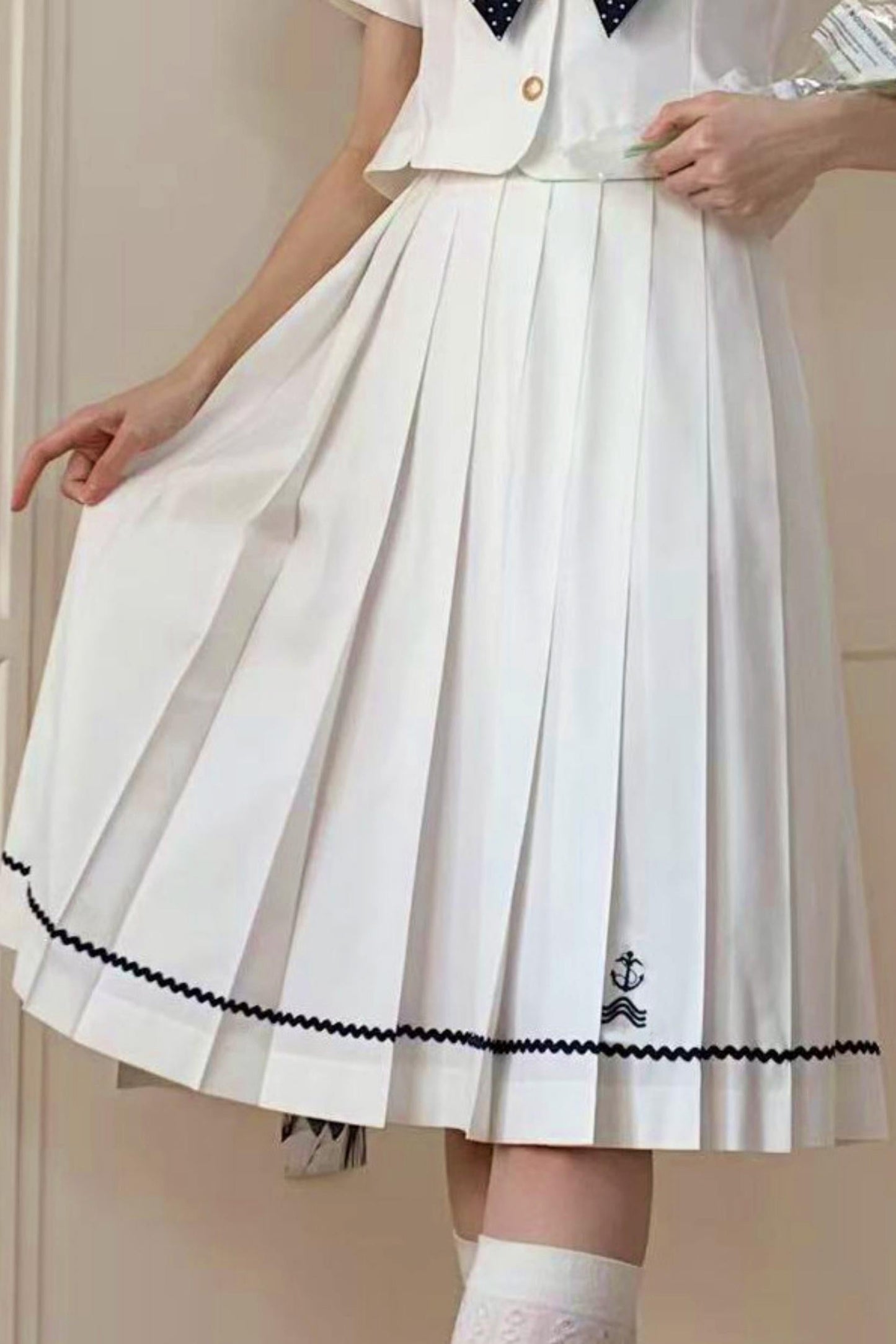 Summer Sea Sailor Top + Skirt + Ribbon Accessory