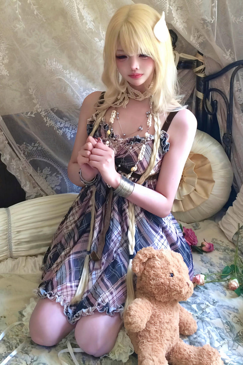 Retro Plaid Camisole Dress