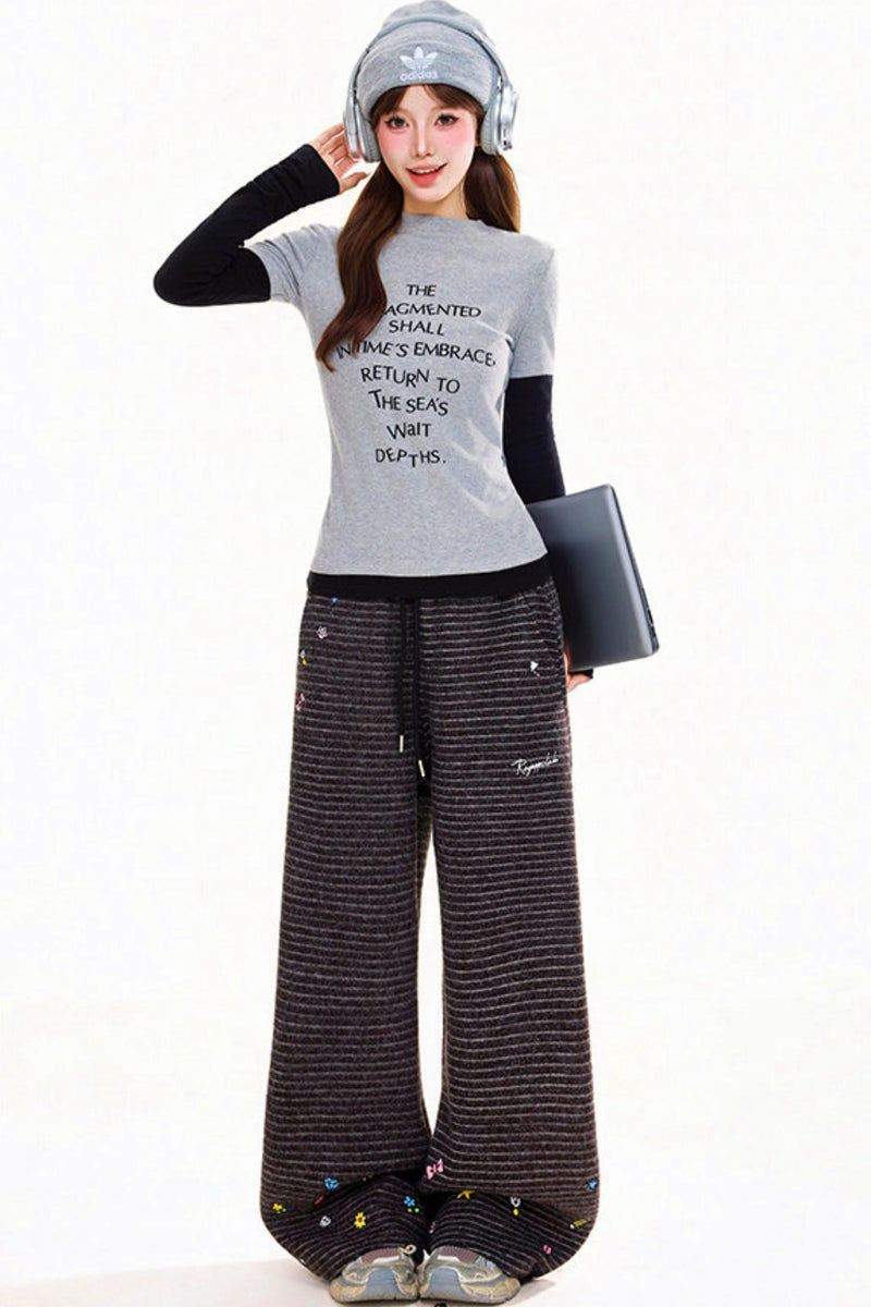 Retro Letter Slim Fit Top