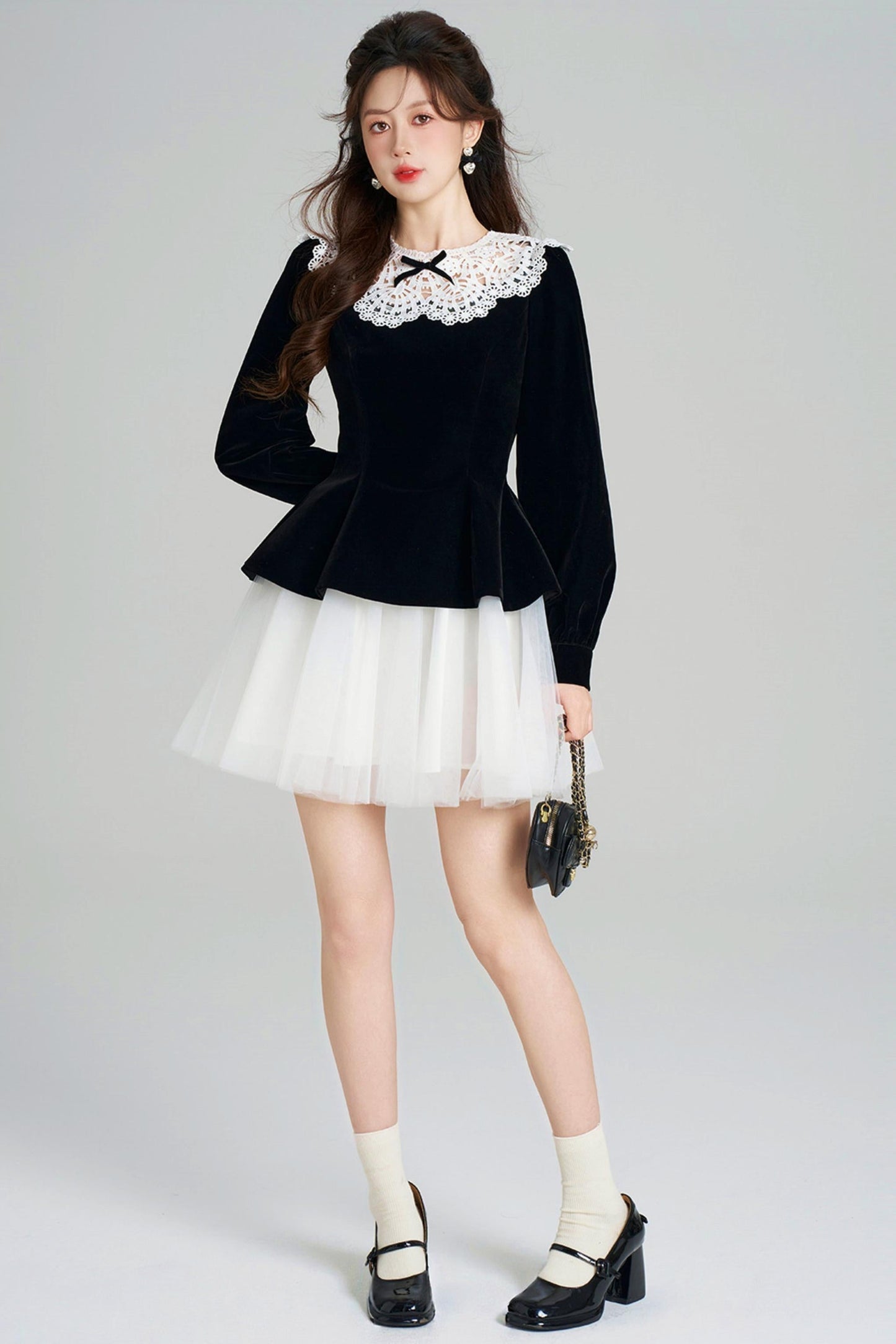 Black Velvet Lace Dress