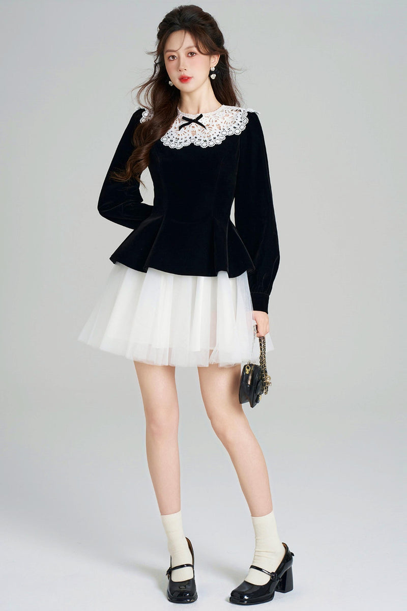 Black Velvet Lace Dress