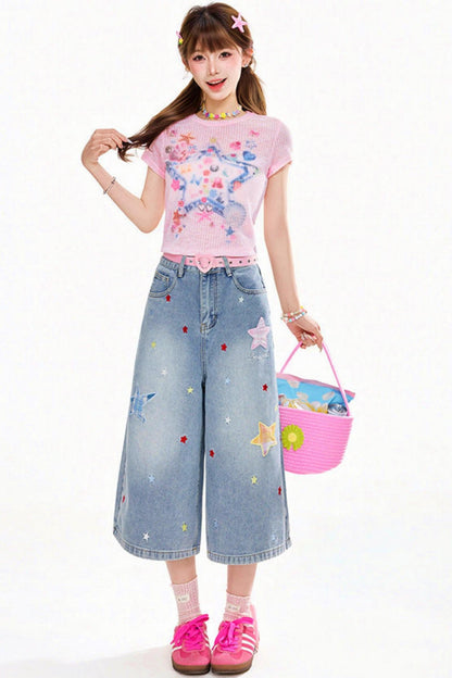 Graffiti Print Slim Top