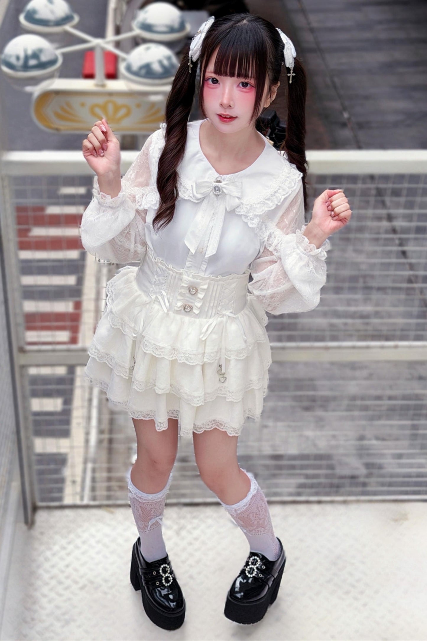 Sweet Girly Lace Blouse + Corset Skirt