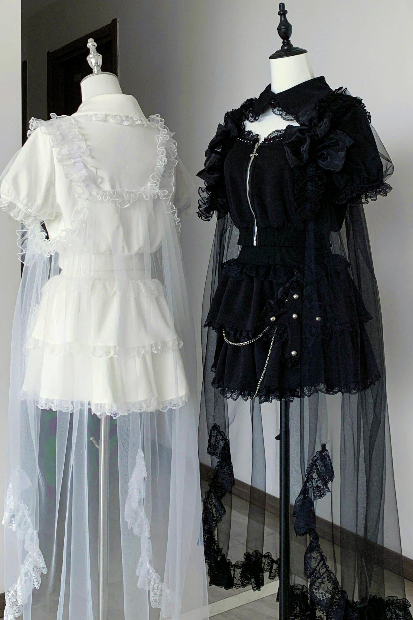 Gothic Dark Kawaii Cross Setup + Lace Vest