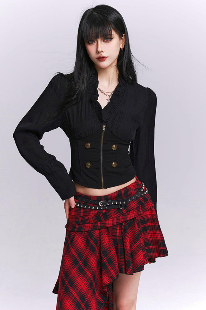 Black Ruffled Blouse