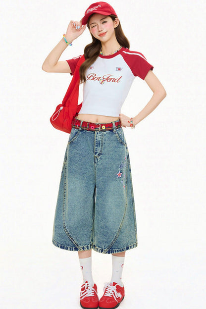 Color Blocking Letter Print Top