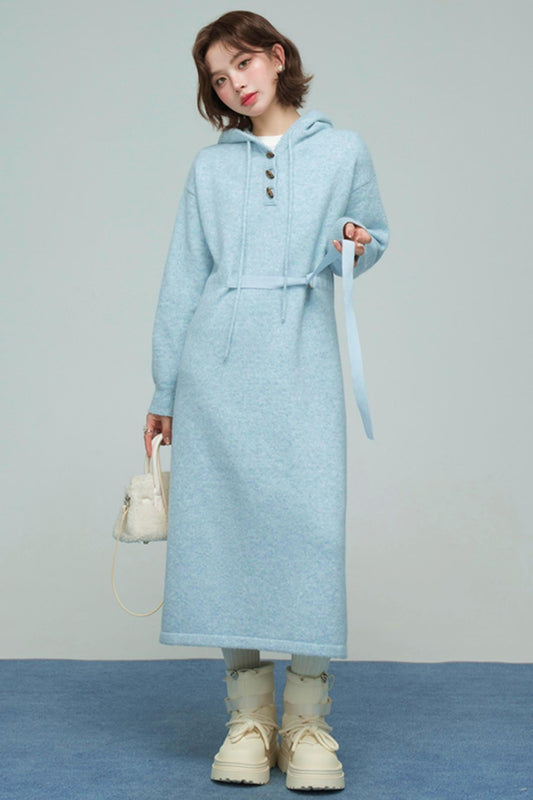 Ice Sweet Knit Hooded Dress