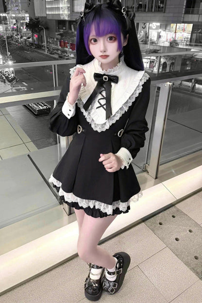 Gothic Dark Kawaii Lace Dress + Accessories (with Shorts)