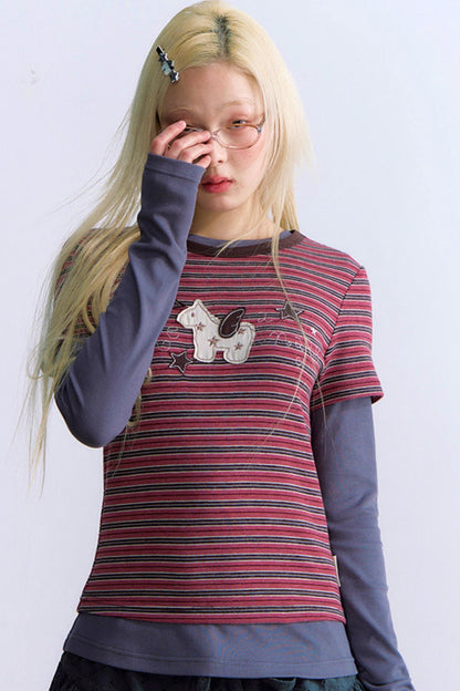 Y2k Button Layered Top