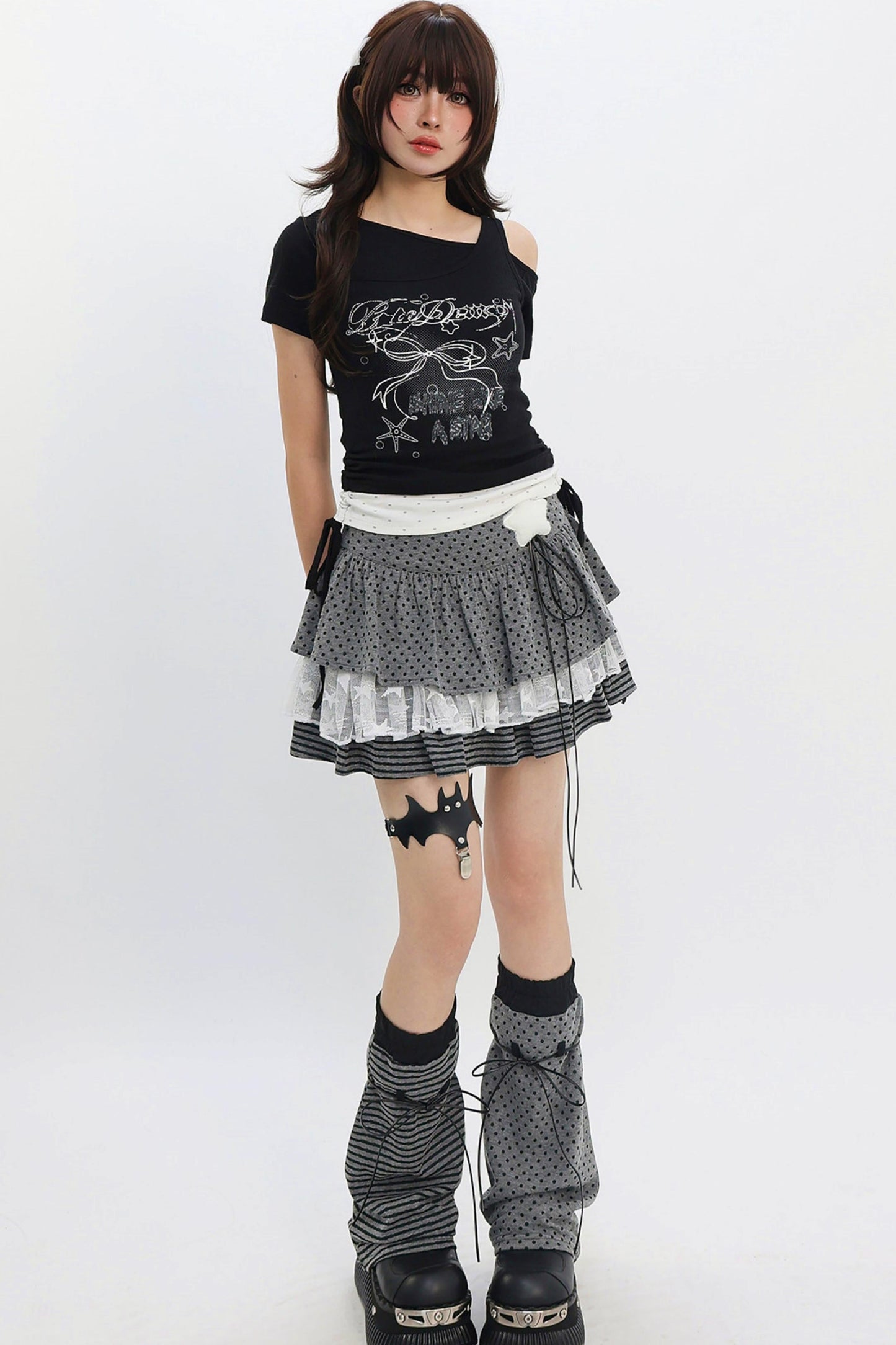 Y2k Butterfly Ribbon Shoulder Cut Top