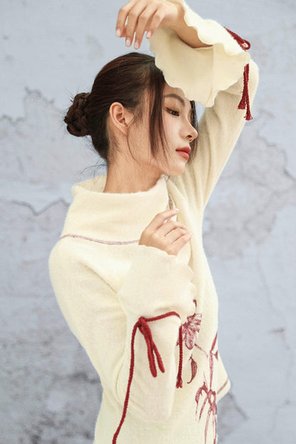 Color Blocked Plush Knit Sweaters
