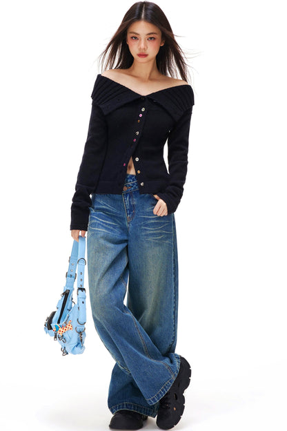 Off-shoulder Knit Sweater