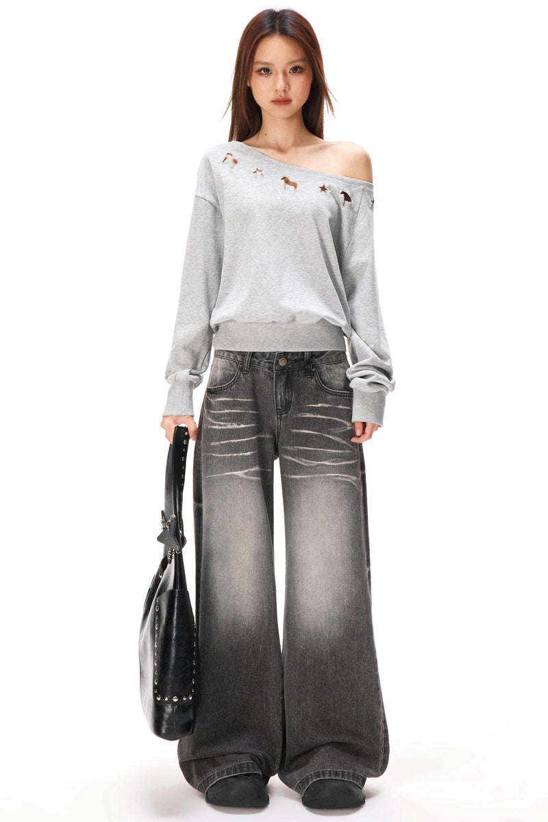 Asymmetrical Off-shoulder Sweatshirt