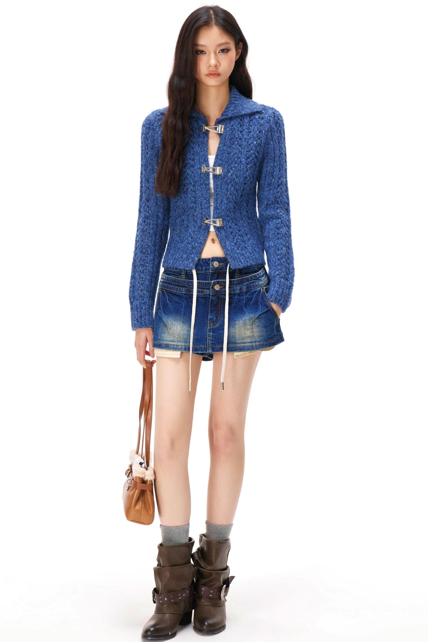 Y2k Hollow Out Knit Cardigan